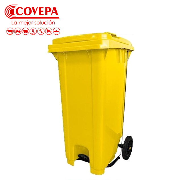 BASURERO INDUST. 120 LTS C/T,C/R Y PEDAL AMARILLO